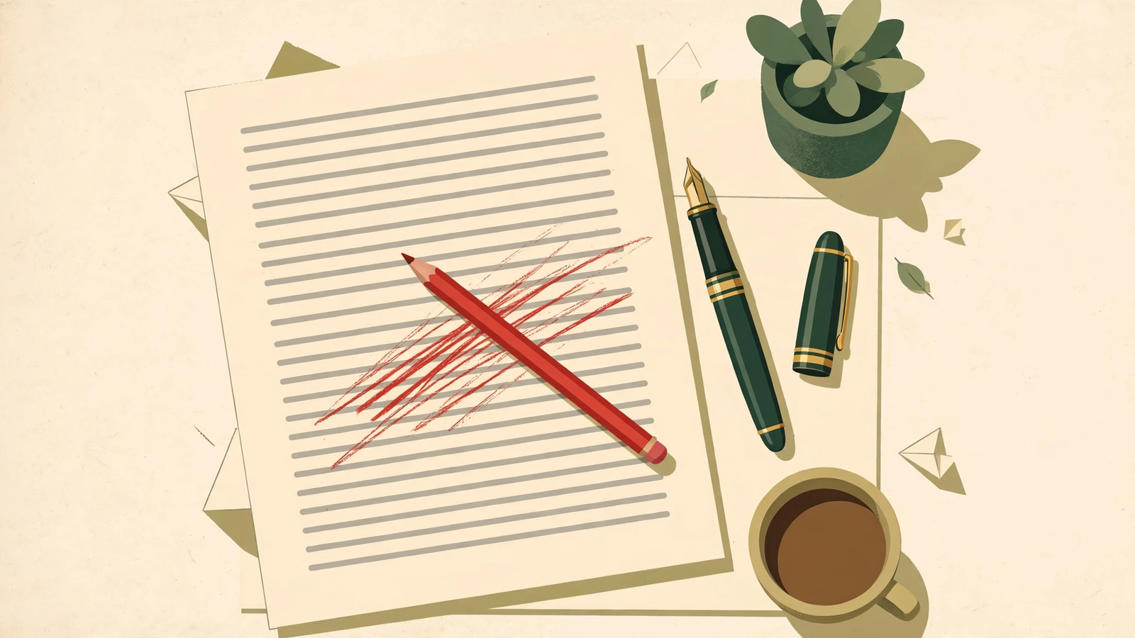 A field-notes illustration of a writer