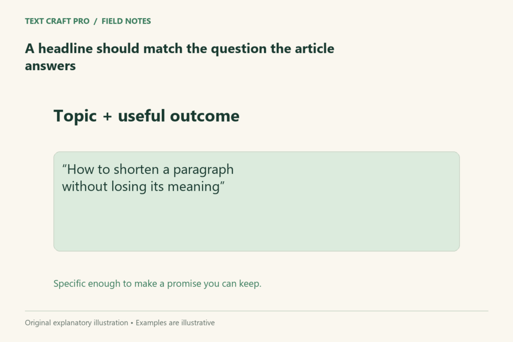 A headline should match the question the article answers