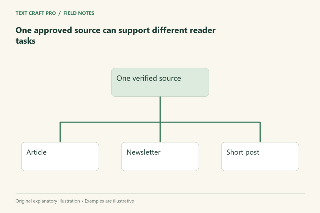 One approved source can support different reader tasks