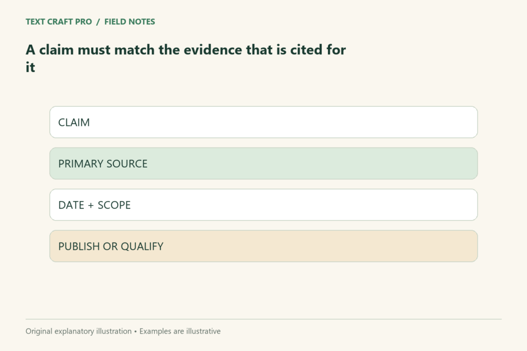 A claim must match the evidence that is cited for it